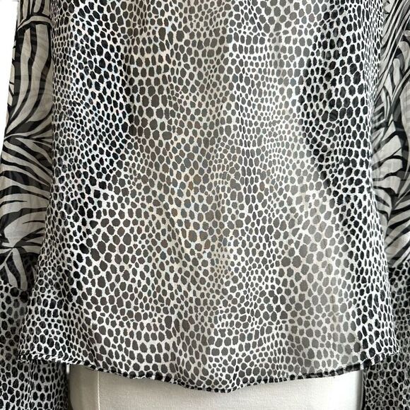 See by Chloe 100% Silk Jungalow Zebra Leopard Print Keyhole Off Shoulder Blouse - Picture 6 of 13